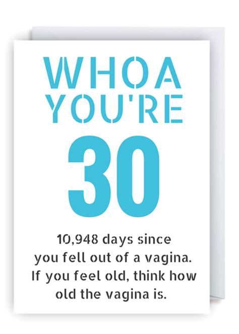 Funny 30th Birthday Card Whoa Youre 30 Funny 30th Birthday Quotes