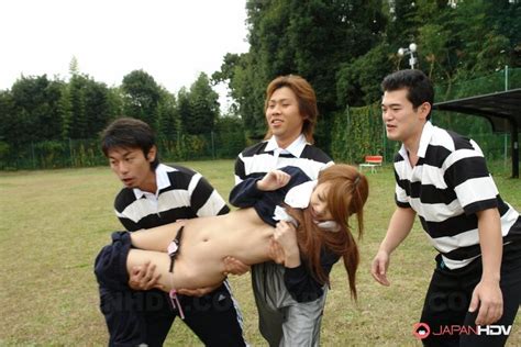 Mischievous Japanese Team Brings A Naked Girl In The Field To Have Some