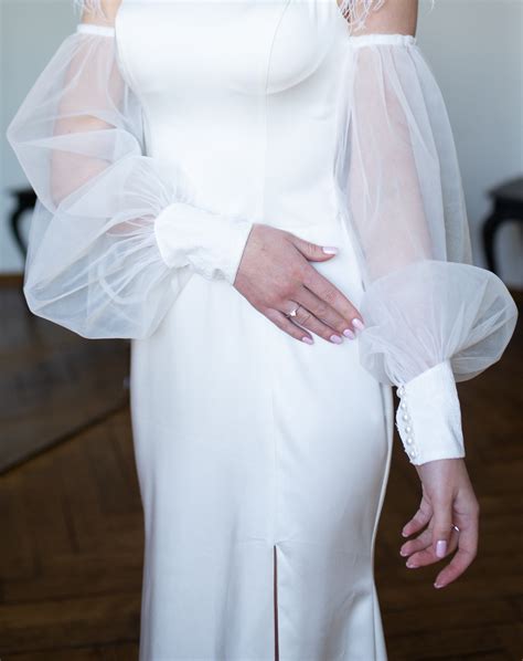 Wedding Detachable Sleeves Tulle Sleeves Boho Bridal Sleeves Sheer