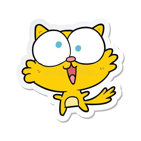 Sticker Of A Crazy Cartoon Cat Stock Vector Illustration Of Happy