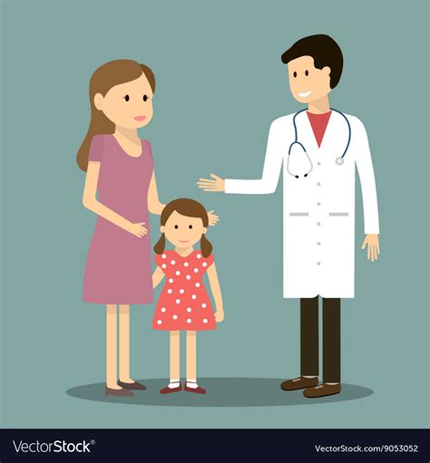Mother Daughter And Doctor Royalty Free Vector Image