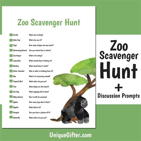 Free Printable Zoo Scavenger Hunt
