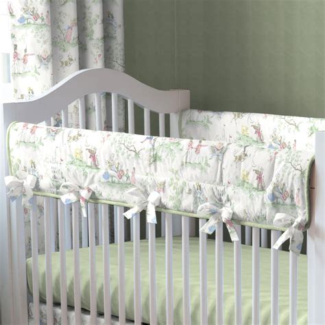 Neutral bedroom for baby & toddler | olivia zapo. Nursery Rhyme Toile Sage Baby Crib Bedding | Crib rail ...