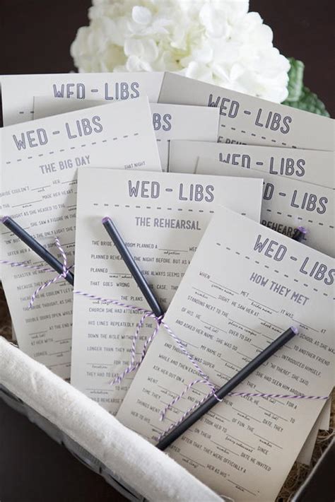 Write down a romantic or a funny love story for the bride and groom with these printable bridal shower mad libs cards. Wedding Mad Libs Printable | AllFreeDIYWeddings.com
