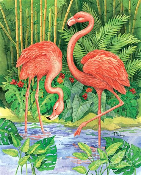 Bamboo Flamingo Art Print By Paul Brent Flamingo Art Flamingo Art
