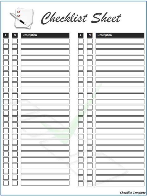 Checklist is a great management tool that keeps a user organized while doing a particular job or task as it is loaded with comprehensive list of things or action that one must keep in mind or must remember to do during. 5 Free Checklist Templates - Excel PDF Formats