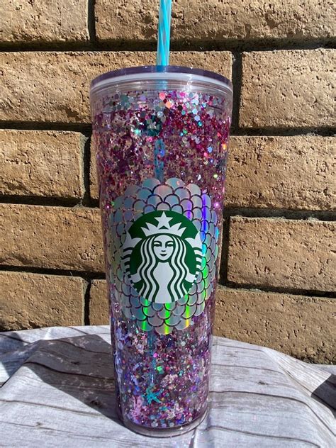 Starbucks Mermaid Glitter Tumbler Starbucks Venti Glitter Etsy