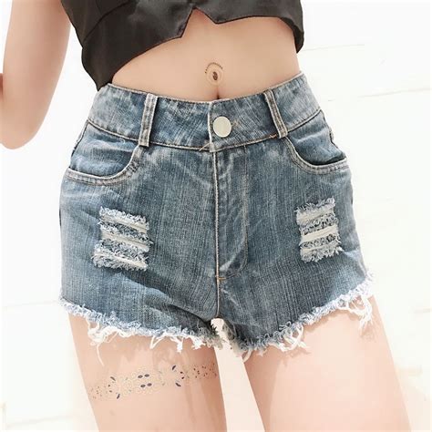 Femmes Shorts Sexy Hole Déchiré Booty Femmes High Taille Fringe Jean Summer Girl Cute
