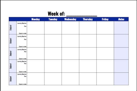 Free Weekly Lesson Planner Printable Template Pdf