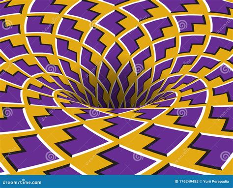 Rotating Hole Of Moving Purple Yellow Arrows Ornament Vector Optical