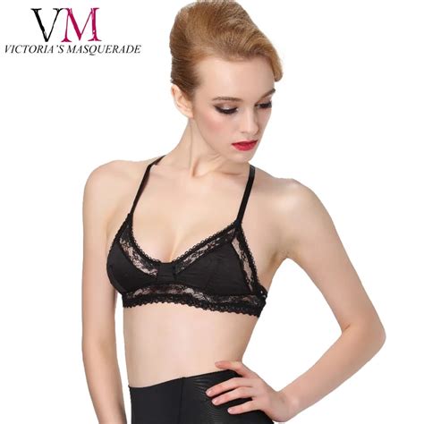 Victorias Masquerade Sexy Lace Decorated Thin Cup Bra Small Breast Cross Back Triangle Cup