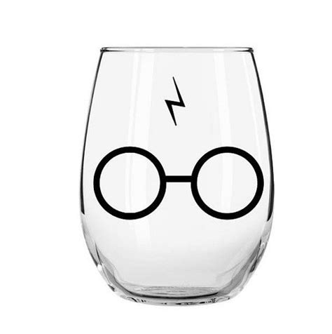 Harry Potter Glasses Stemless Wine Glass Harry By Eolovedesigns Wine Glass Stemless Wine