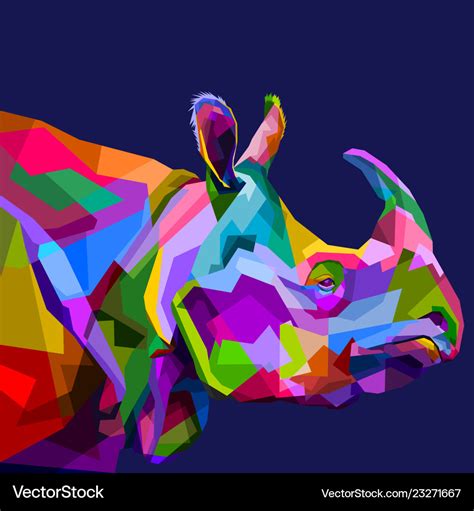 Colorful Rhinoceros On Pop Art Royalty Free Vector Image