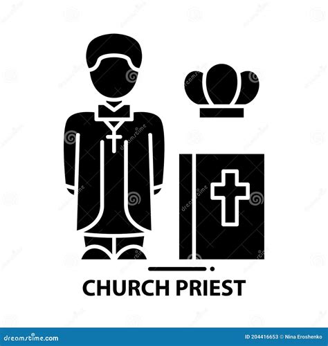 Church Priest Symbol Icon Black Vector Sign With Editable Strokes