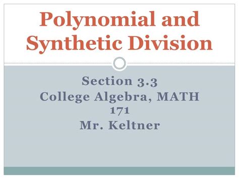 Ppt Polynomial And Synthetic Division Powerpoint Presentation Free