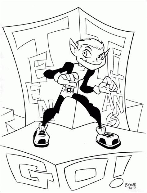 Cartoon Network Beast Boy Coloring Pages Teen Titans Go Beast Boy Punch