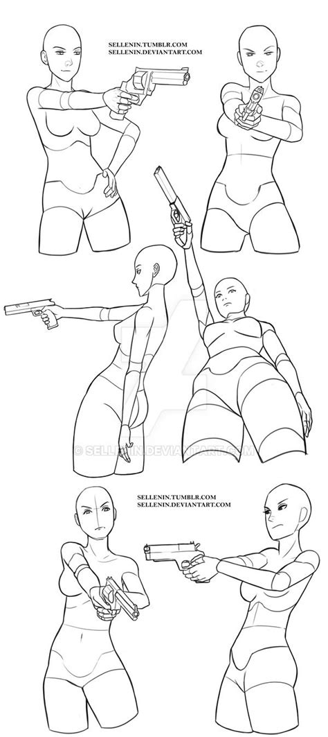 Gun Poses By Sellenin Body Drawing Tutorial Body Pose Drawing Figure