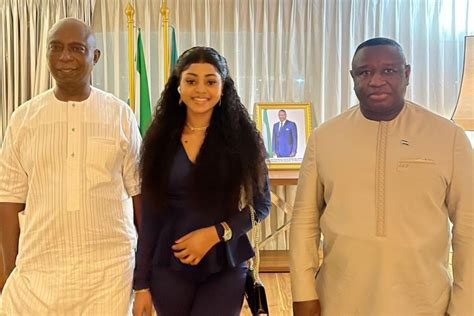 Regina Daniels And Husband Ned Nwoko Meets The President Of Sierra Leone