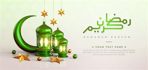 Premium Psd Ramadan Kareem Islamic Greeting Background With Green