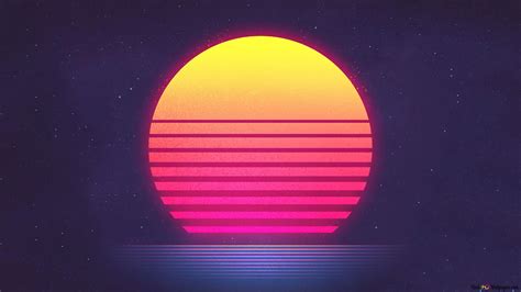 Sunset Synthwave Art 4k Wallpaper Download
