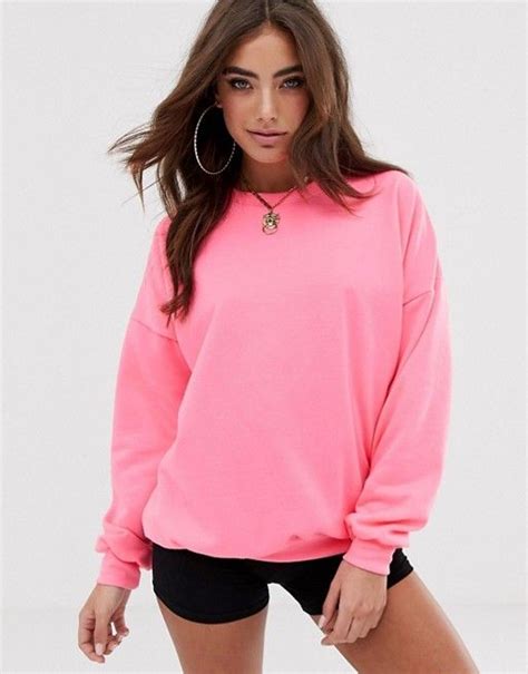 Asos Design Oversized Sweatshirt In Neon Pink Asos Beach Playsuit Beach Maxi Dress Short