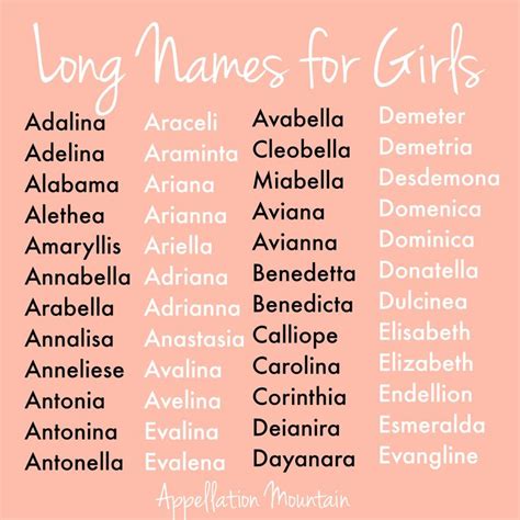 Long Names For Girls Elizabella And Anastasia Appellation Mountain