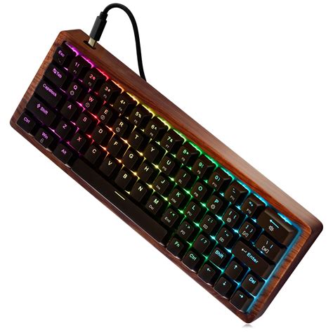 Maidern Mini Mechanical Gaming Keyboard With Rgb Led Backlit And Wooden