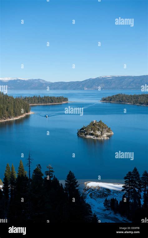 Usa California Ca Lake Tahoe Emerald Bay And Fannette Island Tour Boat