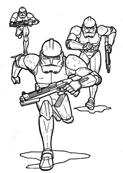 You are viewing some star wars clone trooper sketch templates click on a template to sketch over it and color it in and share with your family and friends. The Clone Troopers Pursuing In Star Wars Coloring Page ...