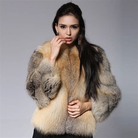 Pb18014 2015 New Womens Winter Nature Red Fox Color Real Fur Coat
