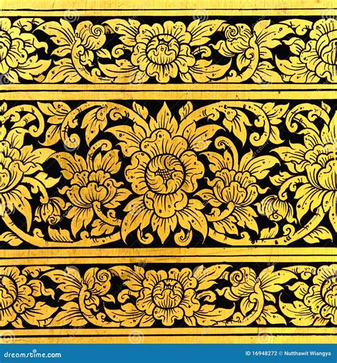 Flower Pattern In Traditional Thai Style Art Stock Photo Image Of