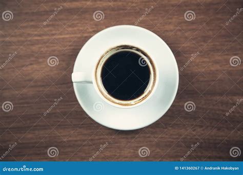 White Coffee Cup On A Wooden Desk Stock Image Image Of Design View