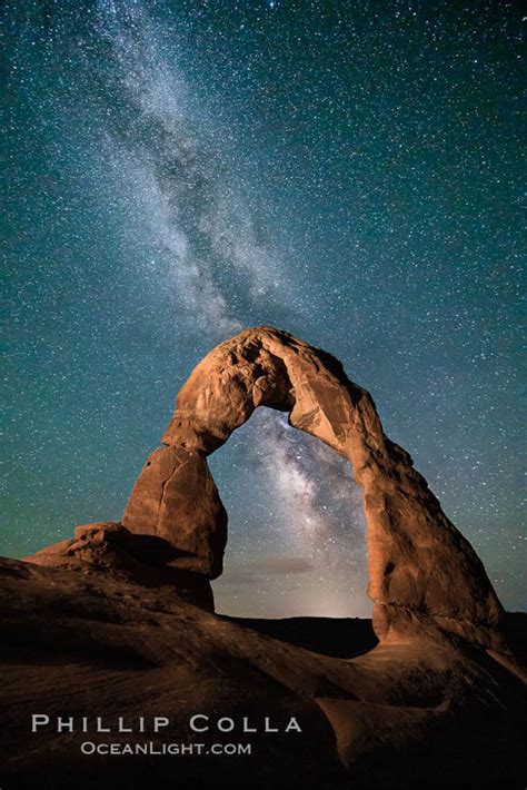 Delicate Arch And Milky Way Stars At Night Arches National Park Utah