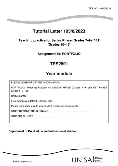 103 2023 0 B Tutorial Letters For Tps 2023 Tps26011030 Tutorial