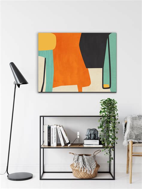 Mid Century Modern Abstract Wall Art Extra Large Sizes Available Teal