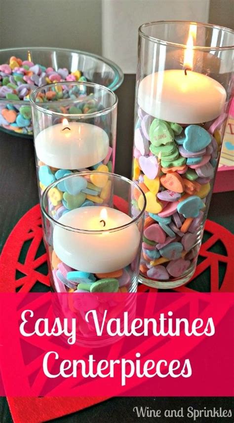 Easy Diy Candy Heart Valentines Day Centerpieces — Wine And Sprinkles