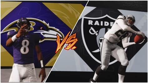Las Vegas Raiders Vs Baltimore Ravens Game Madden Nfl 21 Simulation