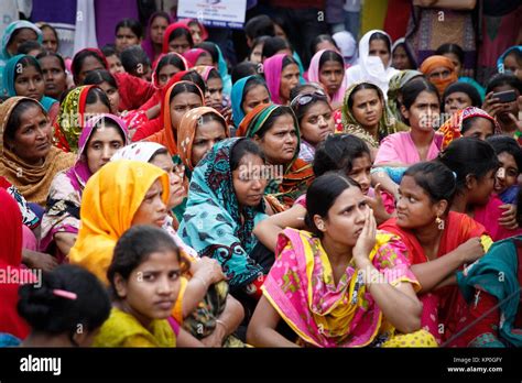 bangladeshi garments workers attend a demonstration protest for their due salary and wages in