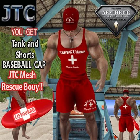 Second Life Marketplace Jtc Outfit Tank And Short Lifeguard Red Box