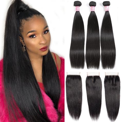 Queen Love Straight 30 Inch Hair Bundles With Closure Human Remy Hair