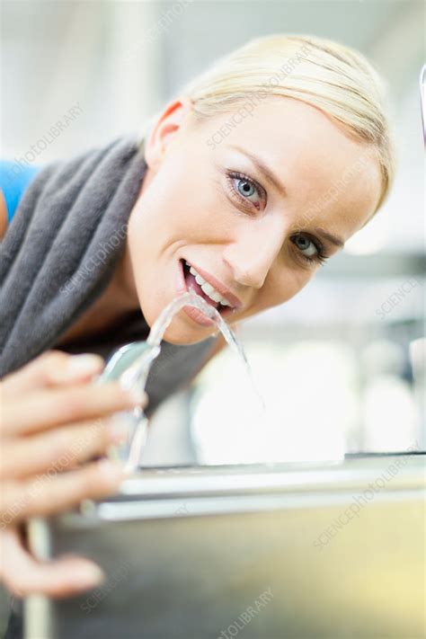 Woman Drinking From Water Fountain Stock Image F0053197 Science