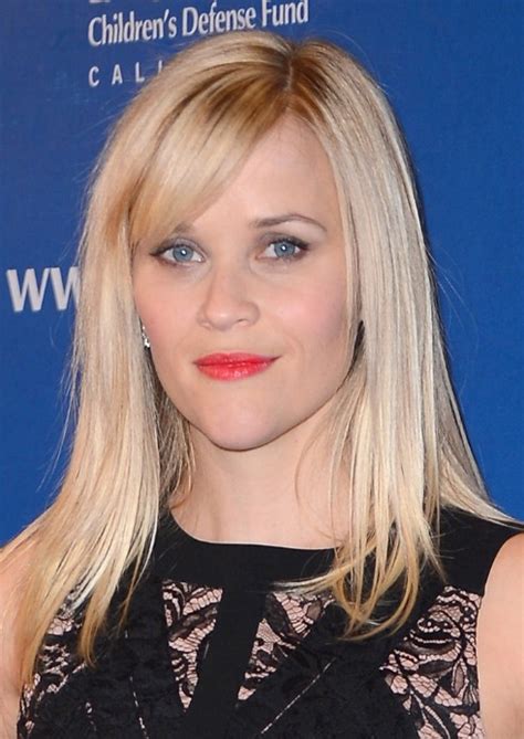 Reese Witherspoon Long Blonde Side Parted Sleek Hairstyle With Side