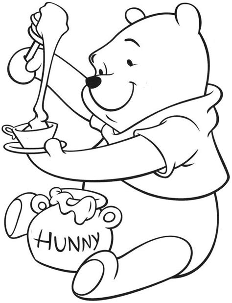 Winnie The Pooh With Honey Coloring Pages