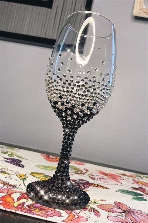 Rhinestone Bling Stem Wine Glass Custom Perfect For Wedding Etsy In 2021 Rhinestone Wine