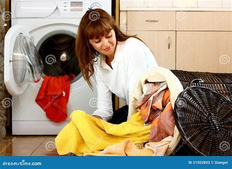 Woman With Laundry Stock Image Image Of Close Laundry
