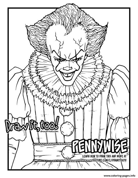 More images for scary pennywise coloring pages » Pennywise Draw It Too Coloring Pages Printable