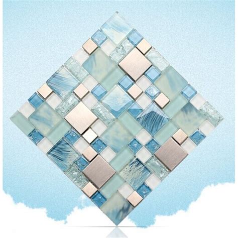 Blue Mosaic Glass Tile Backsplash Blue Glass Mosaic Sheets Stainless