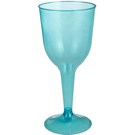 Caribbean Blue Wine Glass Big Party Plastic Glasses 295ml Pack Of 20