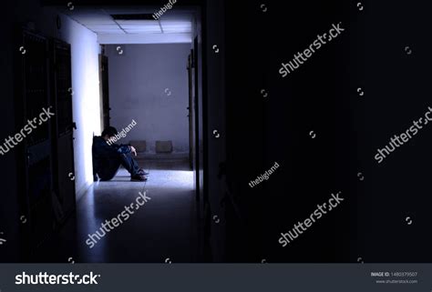 Sad Man Sitting Against Wall His Stock Photo 1480379507 Shutterstock
