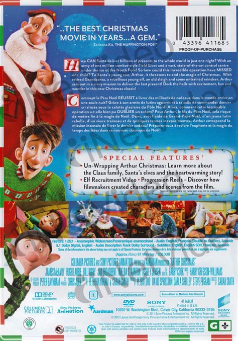 Arthur Christmas Bilingual On Dvd Movie